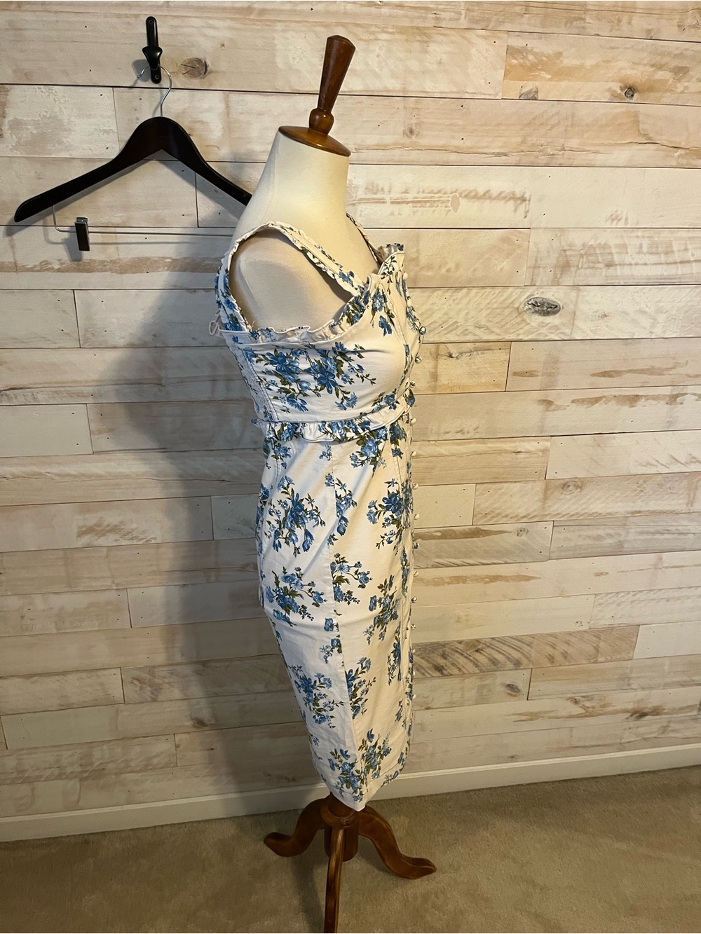 NWT Anthropologie size XXS Square-Neck Midi Dress in floral - Picture 6 of 12